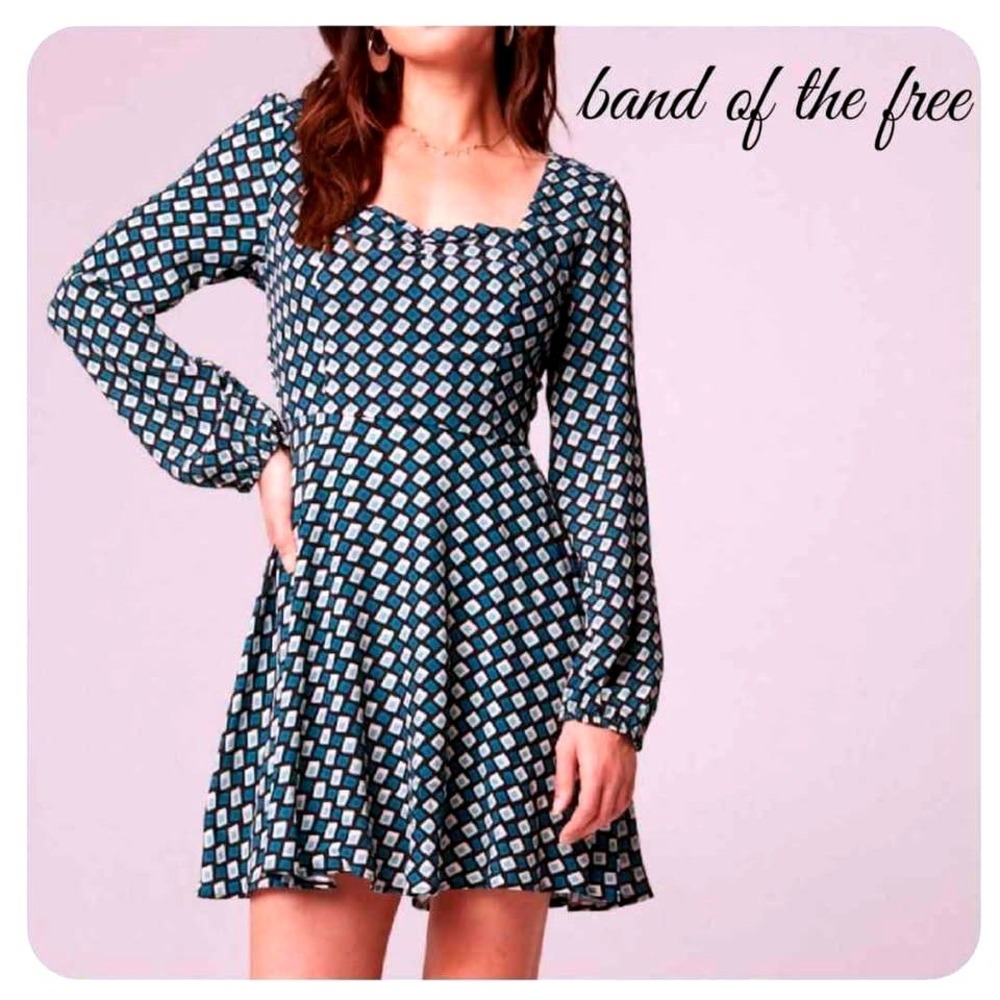 Band of the Free ~ Genevieve Diamond Mini Dress ~ Black/Deep Teal~Size Small~NWT